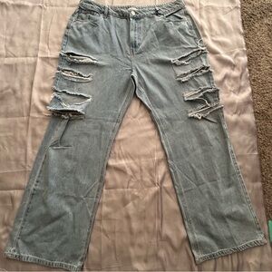NWOT 👖Women’s Distressed Wide Leg Blue Jeans| 14